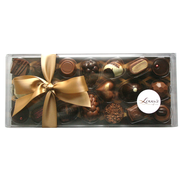 20 chocolates in the clear 300g gift box